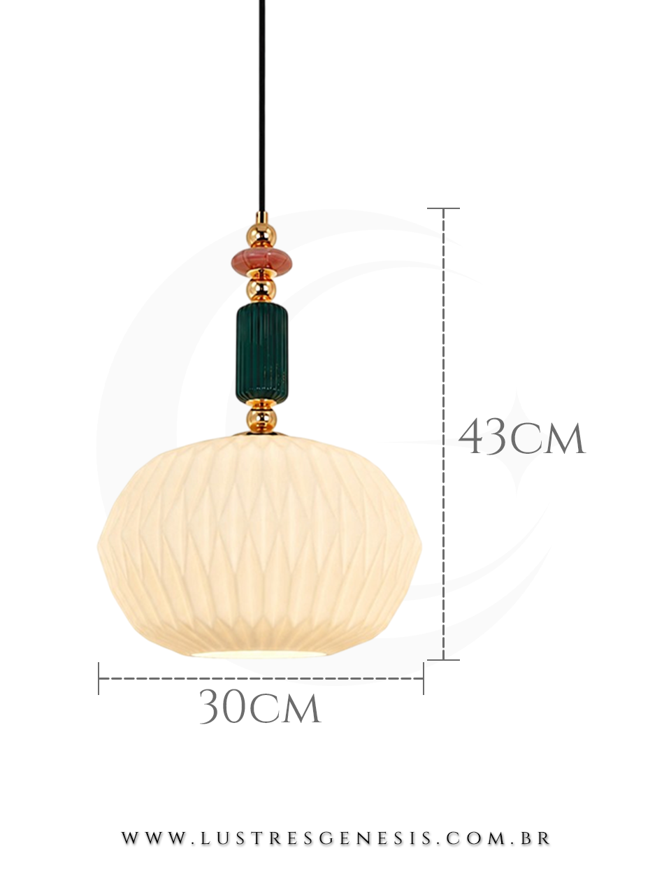 Pendente Escandinava Dourado com Cer&acirc;mica Para Quarto, Bancada Gourmet e Cabeceira de Cama